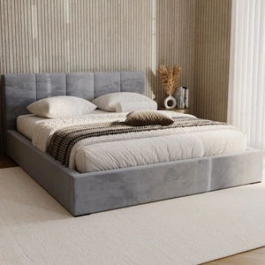Łóżko tapicerowane Fiero 140x200 szare stylowe łóżko z pojemnikiem na pościel wygodny zagłówek zachwyca eleganckim designem