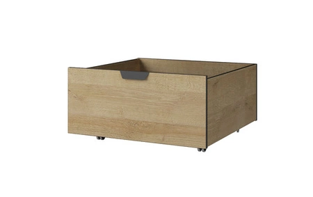 Łóżko z kontenerem Nano 90x200 cm grafit / dąb riviera idealne do pokoju dziecka oraz pokoju nastolatka obrzeża wykończone specjalną okleiną