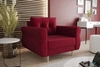 Fotel Wilkins bordowy elegancki fotel do salonu z obszernym i miękkim siedziskiem drewniane nóżki nadają wizualnej lekkości