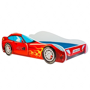 Łóżko Car 4x4 80x160 cm designerskie łóżko z materacem w kształcie samochodu z ozdobnym nadrukiem wykonane z solidnych materiałów
