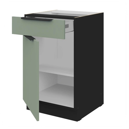 Szafka kuchenna stojąca z szufladą i półką Treviso Bl 50 D 1F 1S BB fronty szafki kuchennej wykończone w technologii anti fingerprint