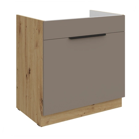 Szafka kuchenna pod zlewozmywak z szufladą Fiuggi Ar 80 ZL 1S BB fronty szafki kuchennej wykończone w technologii anti fingerprint