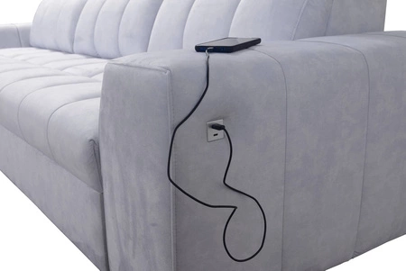 Narożnik z funkcją spania Luigi szary popiel / czarny lewostronny narożnik z dwoma pojemnikami na pościel tkanina o ciekawej strukturze