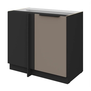 Szafka kuchenna narożna dostawiana Fiuggi Bl 105 ND 1F BB lewa fronty szafki kuchennej wykończone w technologii anti fingerprint