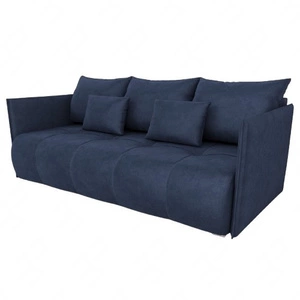 Kanapa rozkładana Selva niebieska funkcjonalna sofa do salonu z pojemnikiem na pościel velvetowa tkanina o eleganckiej strukturze