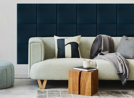 Panel tapicerowany Quadra 40x40 cm granatowy stylowy panel ścienny kwadrat welurowa tkanina modne wykończenie każdej aranżacji