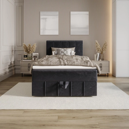 Łóżko kontynentalne Casey 100x200 grafitowe w nowoczesnym skandynawskim stylu z tapicerowanym zagłówkiem łóżko z pojemnikiem