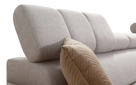 Narożnik z funkcją spania Bolmso XII szary prawostronny nowoczesny design narożnik zapewnia komfort obszerne pojemniki na pościel