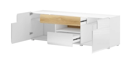 Meblościanka Toledo antracyt / antracyt połysk / dąb grandson idealna do salonu i pokoju dziennego