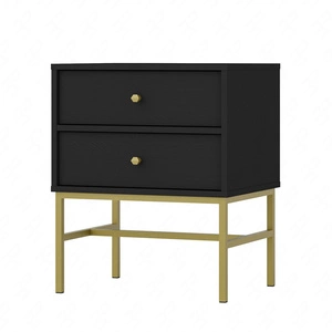 Szafka nocna Kioto III czarny grafit z szufladami idealna szafka do sypialni subtelne uchwyty metalowy stelaż