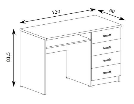 Biurko Indiana 120 cm jesion jasny eleganckie biurko z szufladami idealne do pokoju nastolatka lub biura
