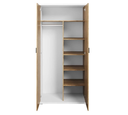 Szafa Simi 100 cm biały / hikora naturalna stylowy design klasyczna forma idealna szafa do pokoju młodzieżowego lub sypialni