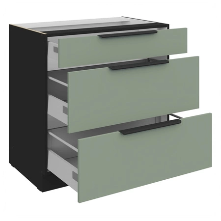 Szafka kuchenna stojąca z szufladami Treviso Bl 80 D 3S BB odporna na uszkodzenia wykończenie frontów w technologii anti fingerprint