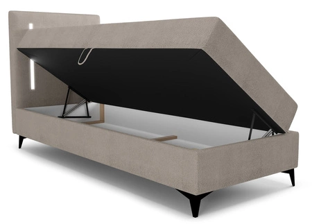 Łóżko kontynentalne Norco 90x200 ciemny beżowy stylowe łóżko z pojemnikiem oświetlenie umieszczone w zagłówku nadaje wyjątkowości