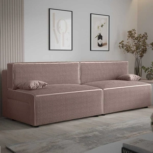 Kanapa rozkładana Brandon XL jasny brąz nowoczesny design i szeroka funkcjonalność trójwymiarowa tkanina o wyrazistych prążkach