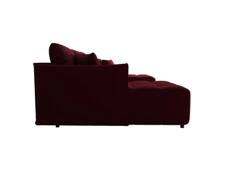 Narożnik z funkcją spania Oroso U bordowy pojemnik na pościel miękka tkanina typu velvet z powłoką hydrofobową ozdobne pikowania