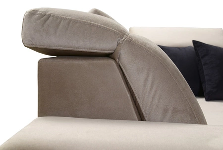 Narożnik z funkcją spania Kelly Sleek II grafitowy lewostronny elegancki narożnik do salonu wykonany z miękkiej tkaniny typu velvet