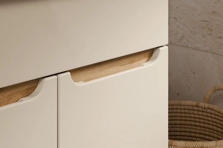 Szafka pod umywalkę Bali 80 cm beżowy / dąb wotan nowoczesna szafka do łazienki osadzona na stabilnych nogach oryginalny design