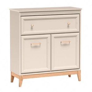 Komoda Windsor 92 cm beżowy / dąb wysoka komoda z szufladą do przedpokoju wyrafinowany design skośne nogi wykonane z litego drewna