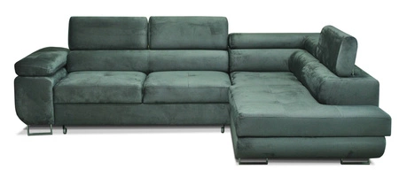 Narożnik z funkcją spania Ganta bordowy prawostronny nowoczesna tkanina welurowa gwarantuje najwyższy komfort i funkcjonalność