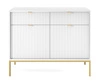 Zestaw mebli Lovro biały nowoczesny design meblościanka do salonu lub pokoju dziennego meble wzbogacone złotymi metalowymi dodatkami