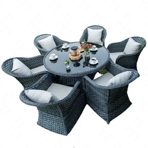 Zestaw mebli ogrodowych Moderno Grande szary elegancki design duży zestaw mebli do ogrodu z okrągłym stolikiem kawowym