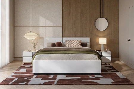 Łóżko Cross 160x200 cm białe idealne łóżko do stylowej sypialni z wysokim zagłówkiem