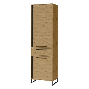 Szafka Ariana 60 cm dąb artisan loftowy design szafki do salonu wysoka metalowa podstawa w kolorze czarnym pojemna szuflada