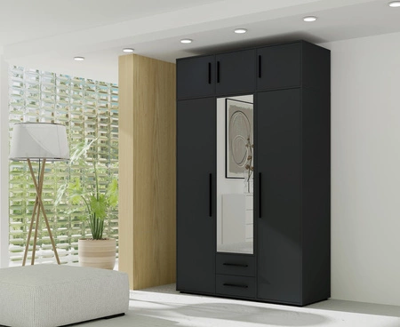 Nadstawka do szafy Maxione 150 cm czarna funkcjonalna szafka powiększy miejsce do przechowywania ubrań obuwia i dodatków