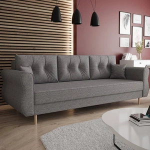 Sofa z funkcją spania Wilkins szary popiel elegancka sofa do salonu w stylu skandynawskim zaoblone boczki nadają charakteru