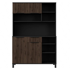 Kredens kuchenny Brianza 119 cm czarny / orzech okapi bufet do kuchni doskonały do aranżacji małego aneksu kuchennego w mieszkaniu