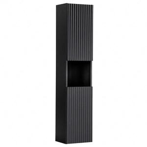 Słupek łazienkowy wiszący Nova 30 cm czarny solidnie wykonana szafka łazienkowa z gustownym ryflowanym frontem