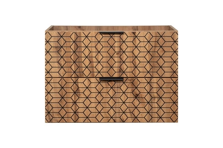 Zestaw mebli łazienkowych Diamond dąb wotan / czarny designerskie szafki do łazienki z nietuzinkowym ryflowaniem w kształcie rombów