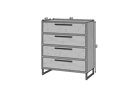 Komoda z szufladami Ariana 80 cm dąb artisan minimalistyczny design stylowa komoda wpisująca się w loftowe i industrialne wnętrza