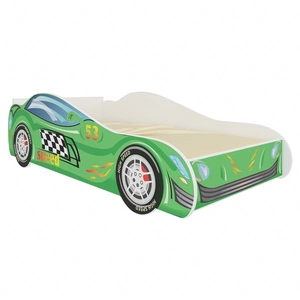 Łóżko Speed 80x160 cm designerskie łóżko z materacem w kształcie samochodu z ozdobnym nadrukiem wykonane z solidnych materiałów