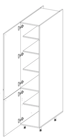 Zestaw mebli kuchennych Antri / Verdi 490 cm fronty szafek kuchennych wiszących wykończone ozdobnymi lamelami czarne metalowe uchwyty