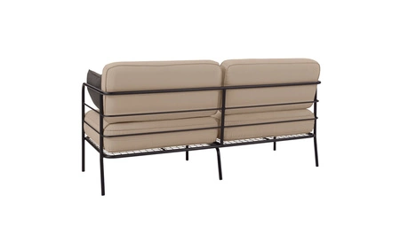Sofa ogrodowa Teneryfa czarny / jasny beż / brązowy designerska sofa na taras z wygodnymi poduchami stabilny metalowy stelaż
