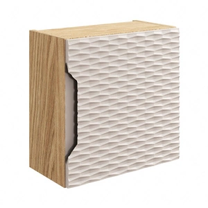 Szafka łazienkowa wisząca Ocean 35 cm dąb olejowany / beżowy szafka do łazienki stylowe wykończenie poziome ryflowanie w kształcie fal