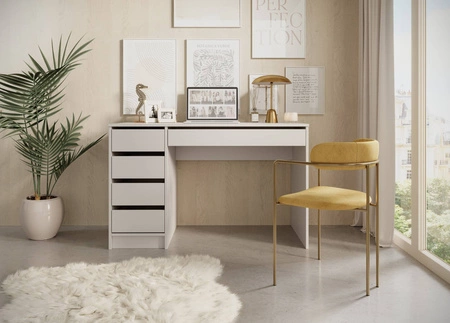 Biurko Ada 120 cm beżowe eleganckie biurko z szufladami i ergonomicznym blatem do domowego biura i pokoju młodzieżowego