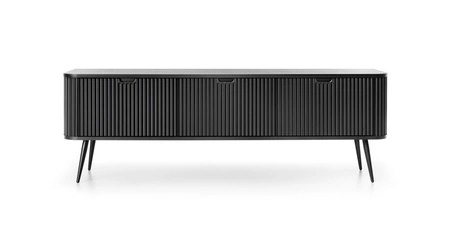 Zestaw mebli Zoya czarny nowoczesny design meblościanka do salonu lub pokoju dziennego zaoblony kształt brył ryflowane fronty