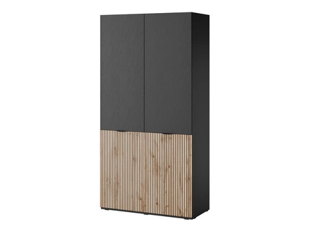 Szafa Sandbox 101 cm czarny / dąb wotan elegancka i funkcjonalna szafa z ryflowanymi frontami mebel z kolekcji szaf modułowych