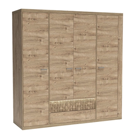 Zestaw mebli do sypialni Natural dąb ribbeck nietuzinkowe meble wzbogacone oświetleniem LED ozdobne listwy na frontach szuflad