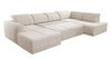 Narożnik z funkcją spania Cetara VI kremowy lewostronny komfortowy i stylowy narożnik rozkładany z przesuwanymi oparciami