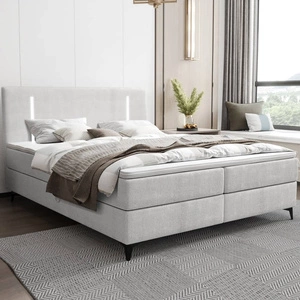 Łóżko kontynentalne Norco 140x200 szary popiel stylowe łóżko z pojemnikiem oświetlenie umieszczone w zagłówku nadaje wyjątkowości