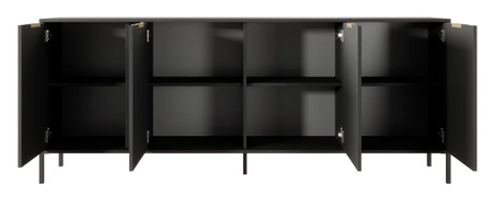 Komoda Golden 203 cm antracytowa nowoczesny design idealna komoda do wnętrz w stylu glamour złoty uchwyt krawędziowy nadaje elegancji