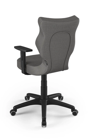 Krzesło do biurka Duo ciemny szary dopasowane do wzrostu 159-188 cm ergonomiczne siedzisko regulowane podłokietniki odporna tkanina