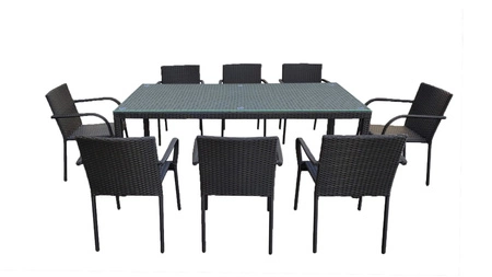 Zestaw mebli ogrodowych Sottile czarny duży zestaw mebli technorattanowych wygodna konstrukcja doskonała ozdoba każdego ogrodu