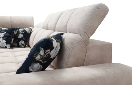 Narożnik z funkcją spania Buffalo II brązowy lewostronny funkcjonalny i stylowy narożnik rozkładany z regulowanymi zagłówkami