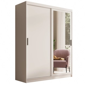 Szafa przesuwna z lustrem Hailey 160 cm biała prosta forma i minimalistyczny wygląd szafa idealnie wpasuje się do każdego wnętrza