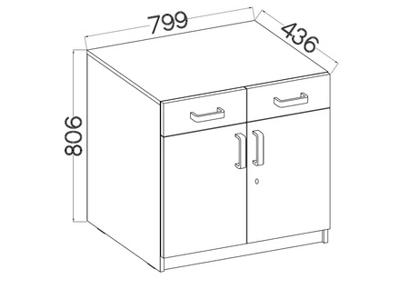 Komoda z szufladami Makana 80 cm dąb artisan / jasny szary funkcjonalny mebel do biura gabinetu lub pokoju młodzieżowego